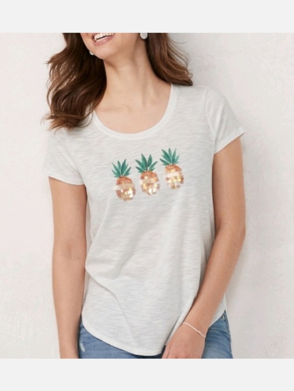 LC Lauren Conrad Pineapple Sequins Top
